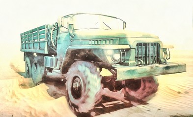 Radziecka ciężarówka Ural - obrazy, fototapety, plakaty