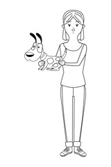 Millennial people pet owner in black and white