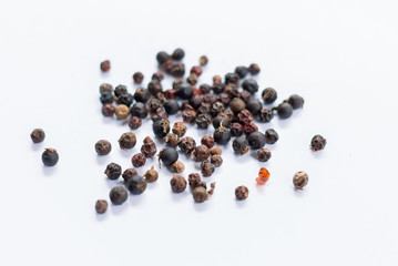 black pepper on white background