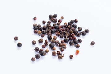 black pepper on white background