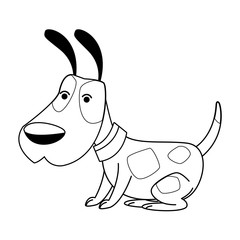 dog cute pet animal cartoon in black and white