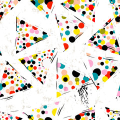 Materiał do szycia seamless background pattern, with triangles, circles/dots, strokes and splashes