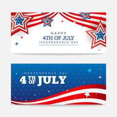 Happy 4th of July banner set vector illustration.  voucher design.