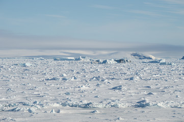 A view of the antarctica, sea and ice. Ice melting at the antarctica, global warming is a present danger for future generations 