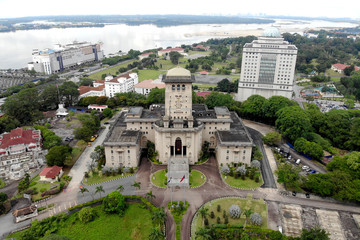 Fototapeta na wymiar Bukit Timbalan, It is also known as Sultan Ibrahim Building, completed in 1940. The offices of the State Secretariat have moved to Kota Iskandar, Nusa Jaya. 