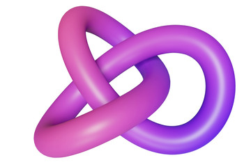 Solid torus knot on white background. 3d illustration
