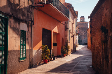 Mediterranean street at Majorca. Summer holiday concept photo