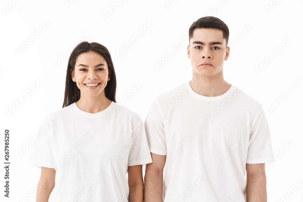 Poster Portrait of a young casual wear couple standing