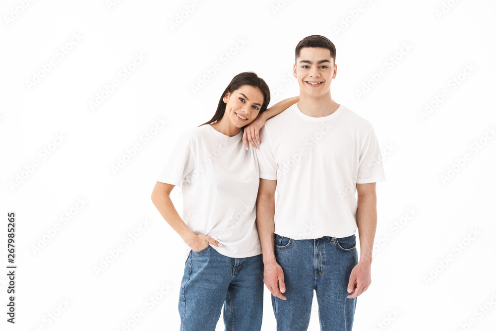 Poster Portrait of a young casual wear couple standing