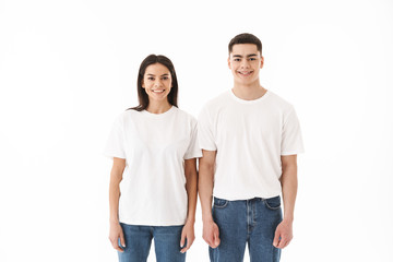 Fototapeta premium Portrait of a young casual wear couple standing
