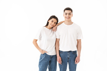 Portrait of a young casual wear couple standing