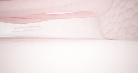 Abstract drawing white interior multilevel public space with window. 3D illustration and rendering.