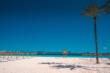 A view to Alcudia Bay from Can Picafort in the summer day, Mallorca