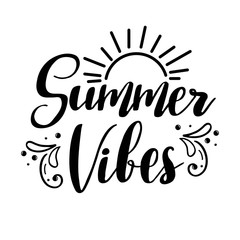 Summer Vibes lettering.Template for T-shirt, greeting card, prints and posters