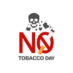 Obraz na płótnie Canvas No tobacco day.Sign with cigarette, smoke and skull.Vector illustration on white background