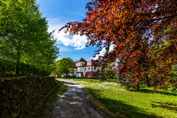 Fototapeta na wymiar Castle Vysoky Hradek near Temelin in summer day. Czech Republic.
