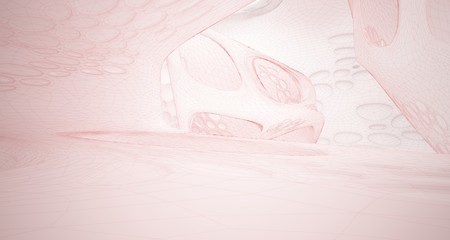 Obraz premium Abstract drawing white interior multilevel public space with window. 3D illustration and rendering.