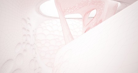 Obraz premium Abstract drawing white interior multilevel public space with window. 3D illustration and rendering.