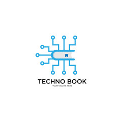 Techno Book Logo Design Vector