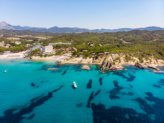 Aerial view, view of Peguera with hotels and beaches, Costa de la Calma, Caliva region, Mallorca, Balearic Islands, Spain
