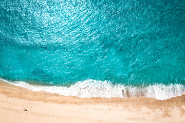 Aerial view of summer beach and ocean landscape . Free space for your decoration. 