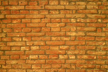 Front View of an Old Building Rough Brick Wall 