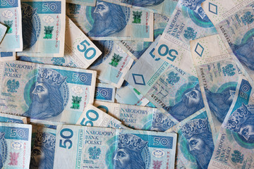 Polish banknotes 50 zloty business background