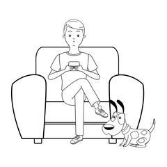 Millennial people game party in black and white