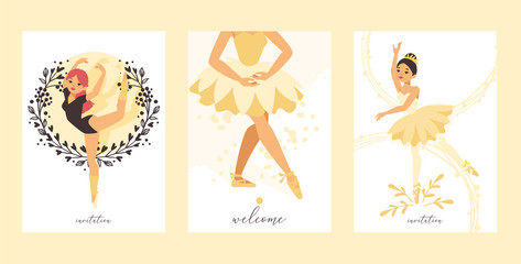 Ballet dancer vector ballerina woman character dancing in ballet-skirt tutu illustration backdrop set of classical ballet-dancer girl background wallpaper