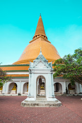 The most biggest golden pagoda in Thailand Phra Pathom Chedi, Nakhon Pathom province - Travel popular temple destination landmark in Thailand near Bangkok.