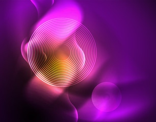 Shiny neon geometric waves template