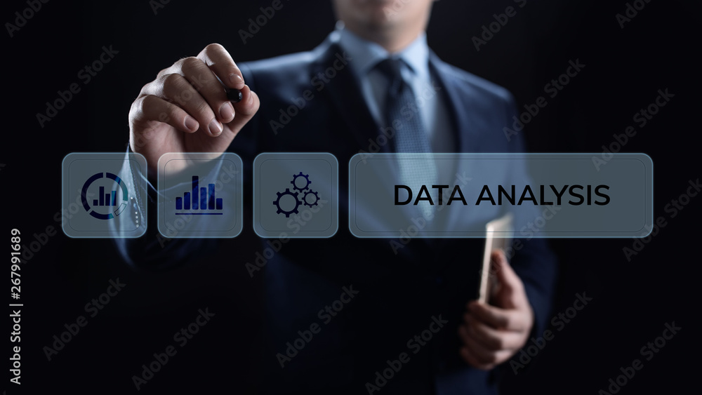 Poster data analysis business intelligence analytics internet technology concept.
