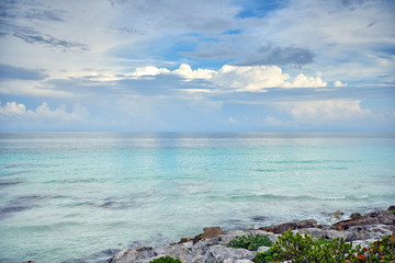 Fototapeta premium Sunset in the Caribbean near the city of Cancun.