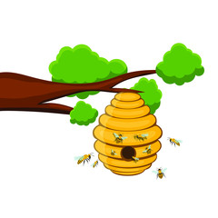 Bee tree hive vector design illustration isolated on white background