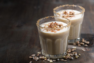 creamy cocktail with muesli
