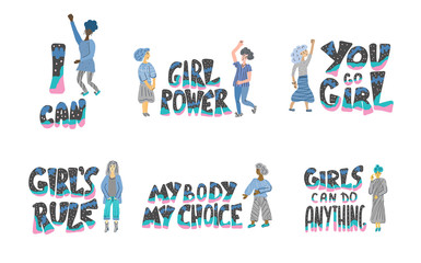 Girl power quotes. Vector illustration.