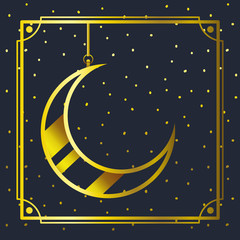 golden frame with moon crescent hanging