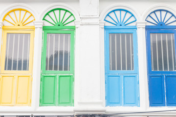 Color full window on white wall