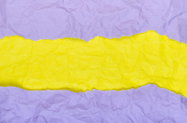 Background of crumpled paper yellow purple