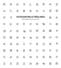 Freelance and Outsourcing Line Icons set. Minimalism symbols.