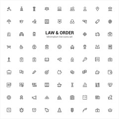 Law, order. Minimal line web icons set