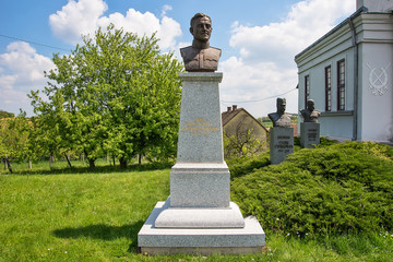 Cer, Serbia April 19, 2019: Monument of Aleksandar I Karadjordjevic, also known as Alexander the Unifier, served as a prince of the Kingdom of Serbia from 1914 and King of Yugoslavia from 1921 to 1934