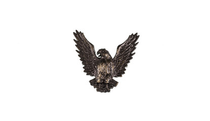 metal eagle emblem isolated on white background