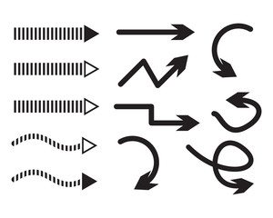 Vector illustration of black arrow icons.