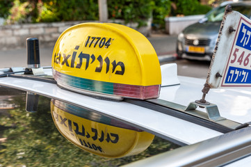 Taxi sign, Tel Aviv, Israel