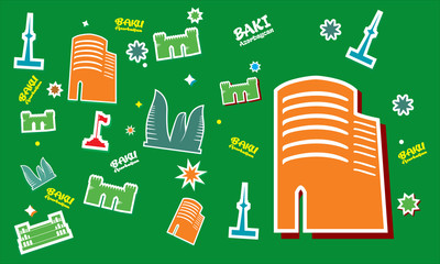 Azerbaijan Travel Destination vector.