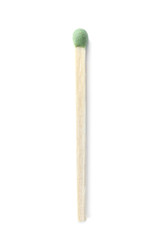 Wooden match on white background, top view