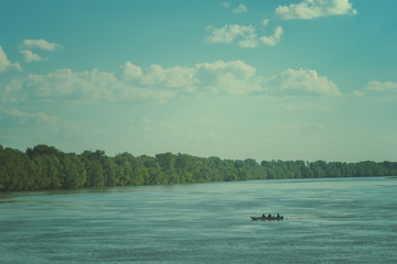 Small fishing boat on Danube river