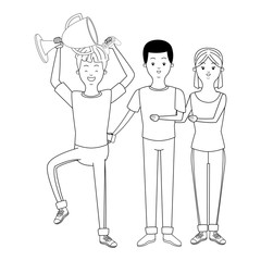 Millennial people gaming party black and white