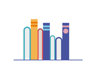 shelving with books in white background